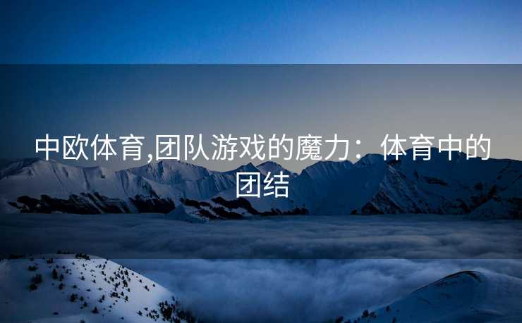 中欧体育,团队游戏的魔力：体育中的团结